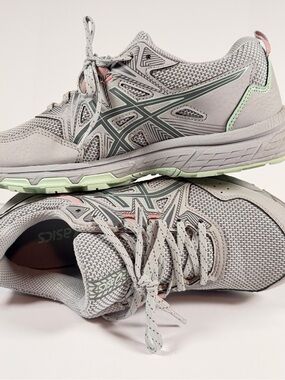 Asics Gel-Venture 8 Womens Trail Running Shoes Grey Mint Green Size 9 Wide